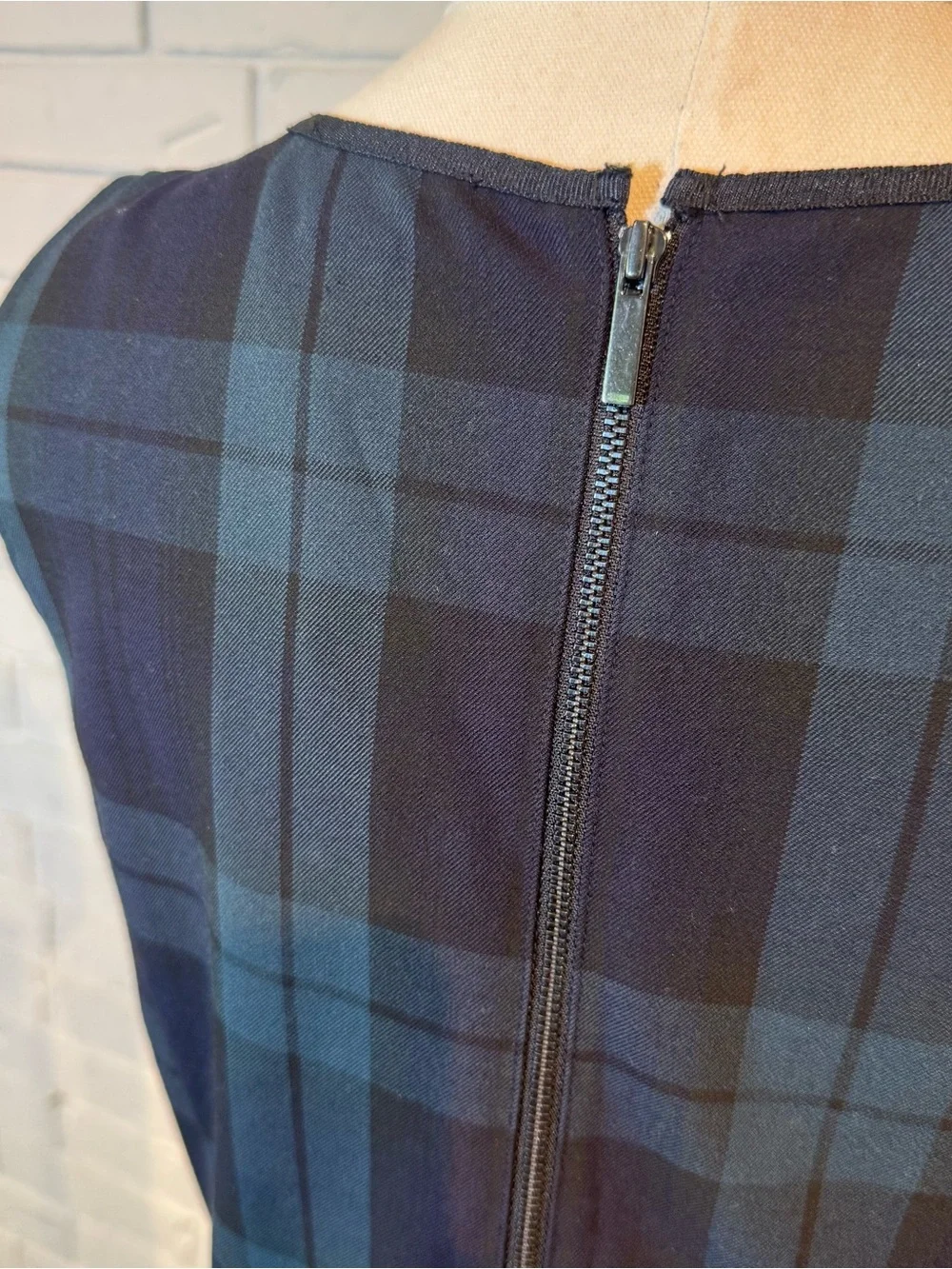 Loft Sleeveless Navy Plaid Dress Womens 12 NWT
